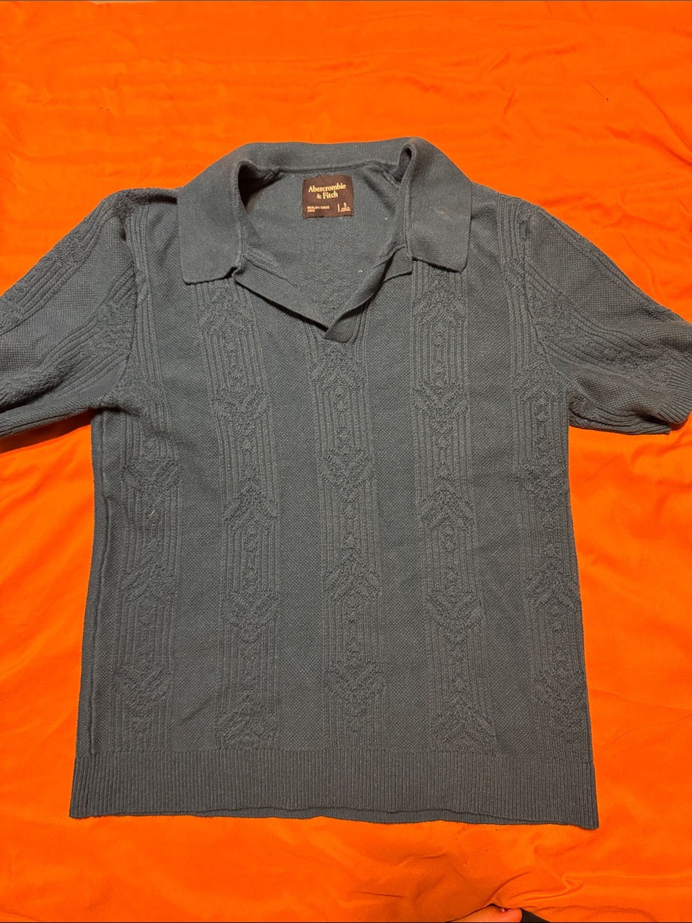 Abercrombie & Fitch Men's Slate Gray Textured Polo
